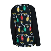 Ensemble haut à manches longues et pantalon en tricot Garland Raglan noir Jacksonville Jaguars Concepts Sport pour femme