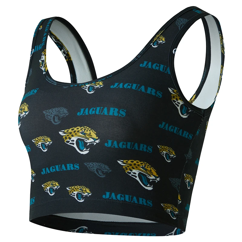 Brassière Concepts Sport noire à imprimé mosaïque des Jaguars de Jacksonville pour femme