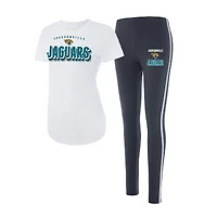 Ensemble haut à manches courtes et leggings Concepts Sport blanc/anthracite des Jaguars de Jacksonville Sonata pour femme