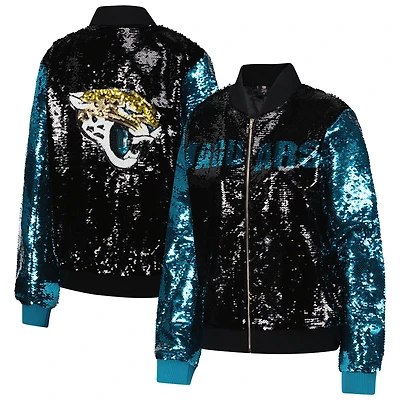 Women's Cuce Teal/Black Jacksonville Jaguars Two-Tone Team Colored Full-Zip Sequin Jacket