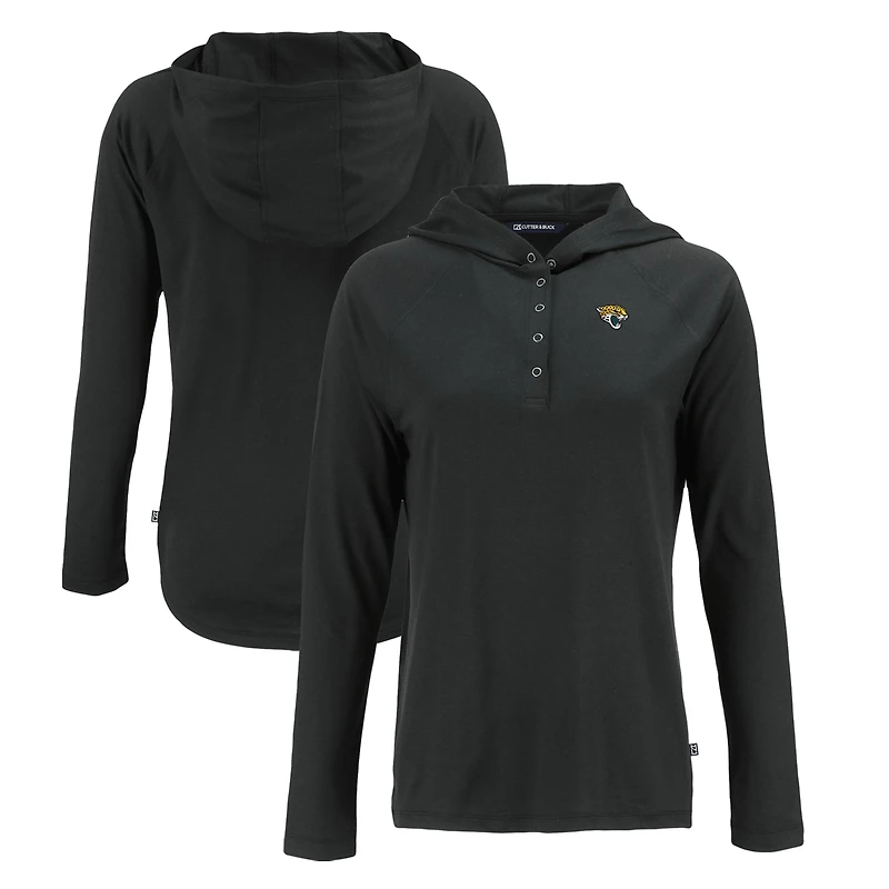 Women's Cutter & Buck Black Jacksonville Jaguars Coastline Epic Comfort Eco Recycled Raglan Pullover Hoodie