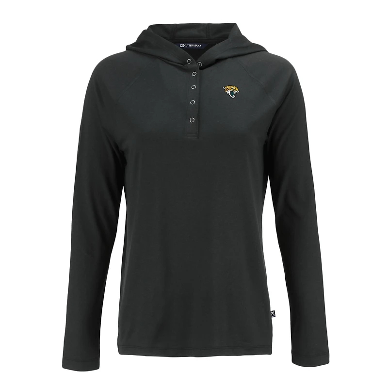 Women's Cutter & Buck Black Jacksonville Jaguars Coastline Epic Comfort Eco Recycled Raglan Pullover Hoodie
