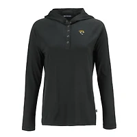 Women's Cutter & Buck Black Jacksonville Jaguars Coastline Epic Comfort Eco Recycled Raglan Pullover Hoodie