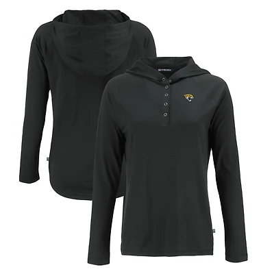 Sweat à capuche raglan écologique recyclé Coastline Epic Comfort pour femme, noir, Cutter & Buck, des Jaguars de Jacksonville