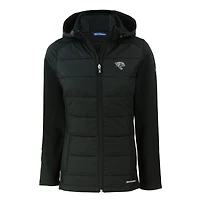 Women's Cutter & Buck Black Jacksonville Jaguars Evoke Hybrid Eco Softshell Recycled Full-Zip Hoodie Jacket