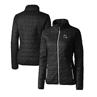 Women's Cutter & Buck  Black Jacksonville Jaguars Helmet Logo Rainier PrimaLoft Eco Insulated Full-Zip Puffer Jacket