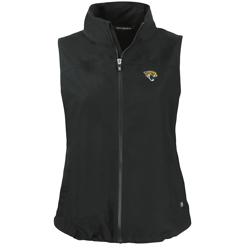 Women's Cutter & Buck Black Jacksonville Jaguars Primary Mark Charter Eco Full-Zip Vest