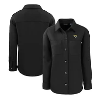 Women's Cutter & Buck  Black Jacksonville Jaguars Roam Eco Knit Full-Snap Shacket
