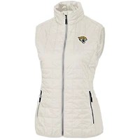 Gilet zippé entièrement en PrimaLoft Eco Rainier des Jaguars de Jacksonville pour femme, couleur crème Cutter & Buck