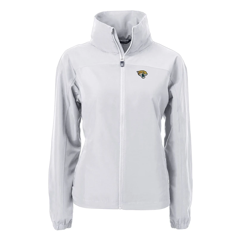 Women's Cutter & Buck Gray Jacksonville Jaguars Charter Eco Recycled Full-Zip Jacket