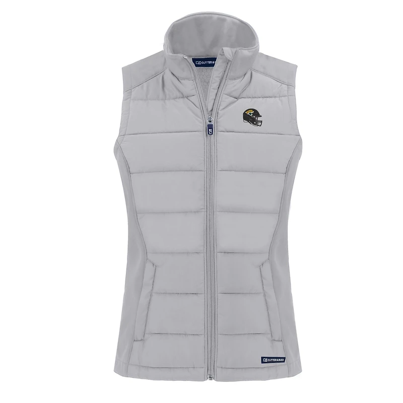 Gilet zippé entièrement recyclé Evoke Hybrid Eco Softshell pour femme, coupe-vent et gris des Jaguars de Jacksonville
