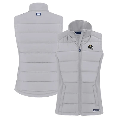 Women's Cutter & Buck  Gray Jacksonville Jaguars Helmet Evoke Hybrid Eco Softshell Recycled Full-Zip Vest