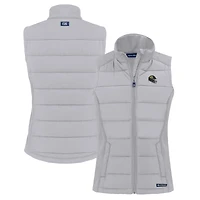 Women's Cutter & Buck  Gray Jacksonville Jaguars Helmet Evoke Hybrid Eco Softshell Recycled Full-Zip Vest
