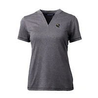 Women's Cutter & Buck  Heather Charcoal Jacksonville Jaguars Helmet Logo DryTec Forge Stretch V-Neck Blade Top