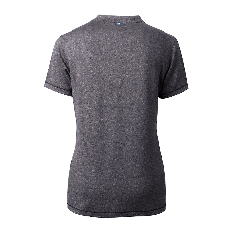 Women's Cutter & Buck  Heather Charcoal Jacksonville Jaguars Helmet Logo DryTec Forge Stretch V-Neck Blade Top