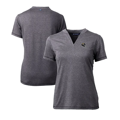 Women's Cutter & Buck  Heather Charcoal Jacksonville Jaguars Helmet Logo DryTec Forge Stretch V-Neck Blade Top