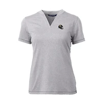 Haut coupe-vent extensible à col en V et logo du casque des Jaguars de Jacksonville pour femme, gris chiné, Cutter & Buck