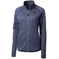 Women's Cutter & Buck Heathered Navy Jacksonville Jaguars Mainsail Sweater Knit Fleece Full-Zip Jacket