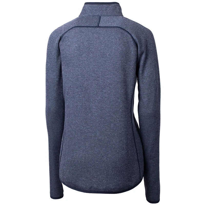 Women's Cutter & Buck Heathered Navy Jacksonville Jaguars Mainsail Sweater Knit Fleece Full-Zip Jacket
