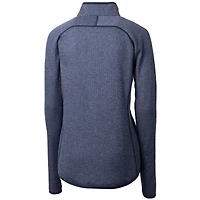 Women's Cutter & Buck Heathered Navy Jacksonville Jaguars Mainsail Sweater Knit Fleece Full-Zip Jacket