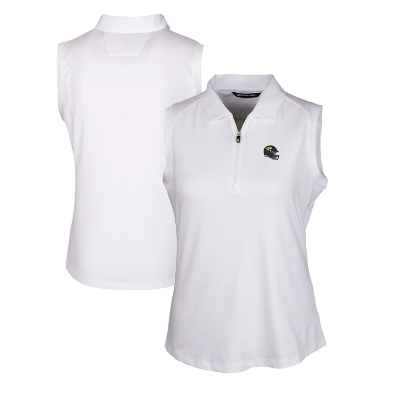 Women's Cutter & Buck White Jacksonville Jaguars Helmet Logo DryTec Forge Stretch Sleeveless Polo