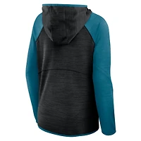 Women's Fanatics Black/Teal Jacksonville Jaguars Redzone End Around Pass Raglan Full-Zip Hoodie