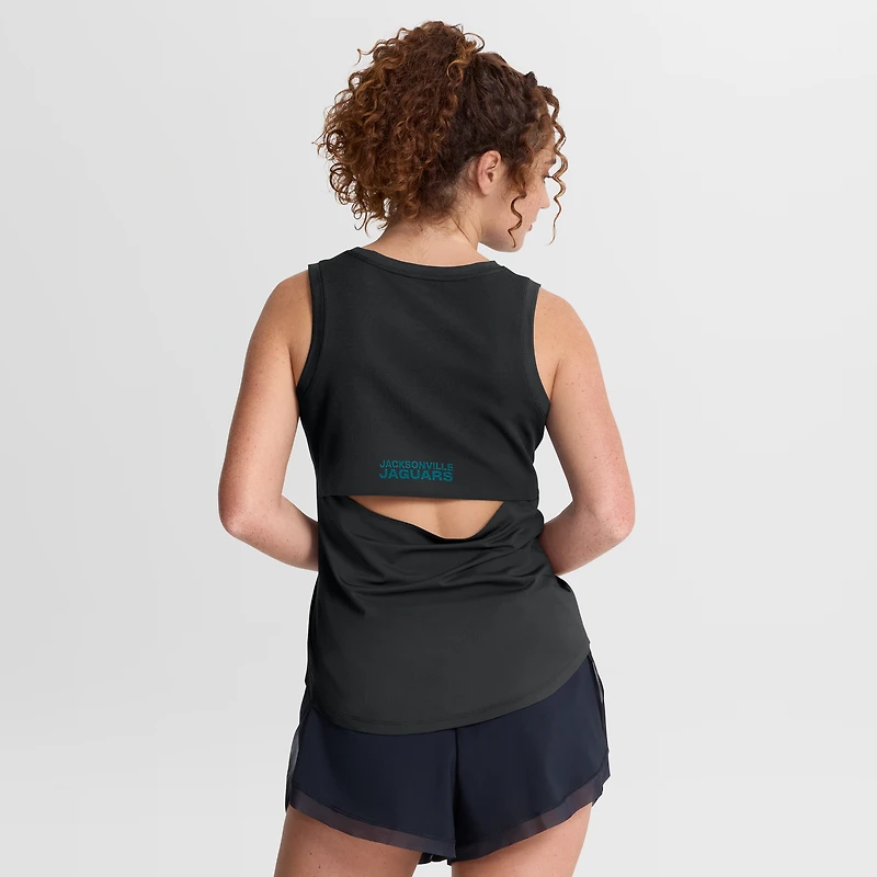 Women's Fanatics Black Jacksonville Jaguars Draped Mesh Back Performance Tank Top