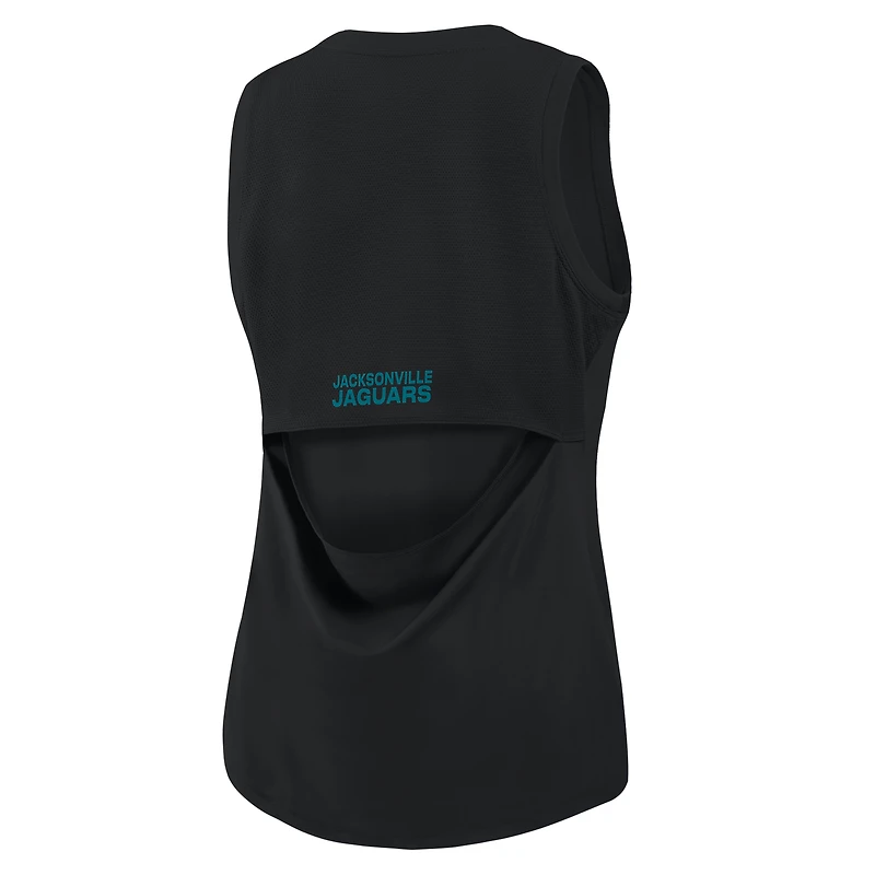 Women's Fanatics Black Jacksonville Jaguars Draped Mesh Back Performance​ Tank Top