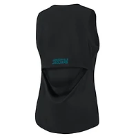 Women's Fanatics Black Jacksonville Jaguars Draped Mesh Back Performance​ Tank Top