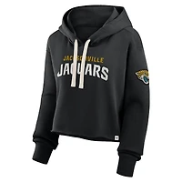 Sweat à capuche court surdimensionné noir Jacksonville Jaguars Fanatics pour femme