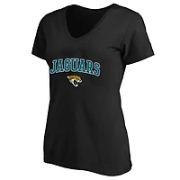 Women's Fanatics Black Jacksonville Jaguars Plus Arch Over Logo V-Neck T-Shirt
