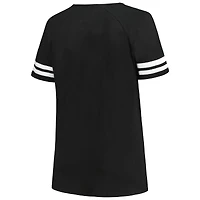 T-shirt noir à manches raglan et col cranté avec logo grande taille des Jacksonville Jaguars Fanatics pour femmes