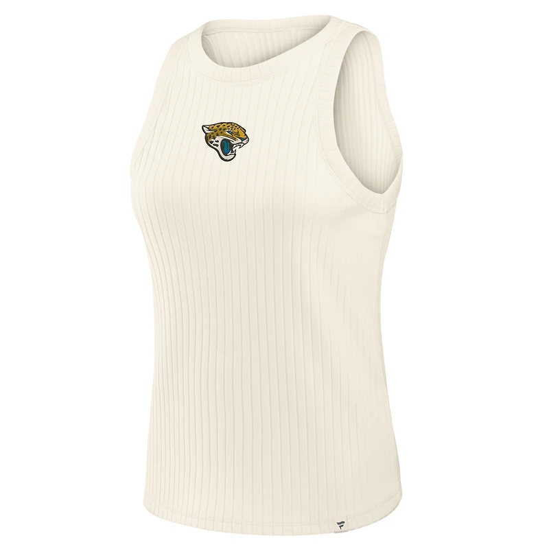 Débardeur côtelé Fanatics crème pour femme, motif Star Play des Jaguars de Jacksonville, en mélange trois matières.