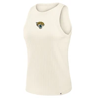 Débardeur côtelé Fanatics crème pour femme, motif Star Play des Jaguars de Jacksonville, en mélange trois matières.