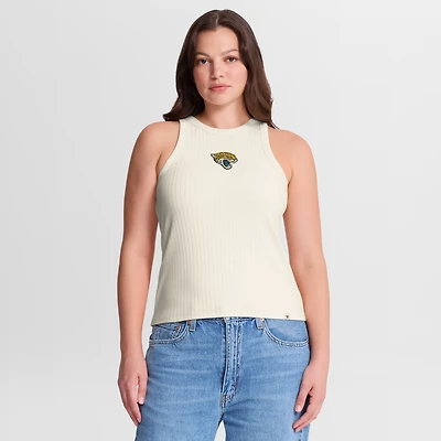 Débardeur côtelé Fanatics crème pour femme, motif Star Play des Jaguars de Jacksonville, en mélange trois matières.