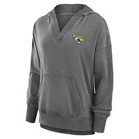 Women's Fanatics  Heather Charcoal Jacksonville Jaguars Initiative Snow Wash French Terry V-Neck Pullover Hoodie