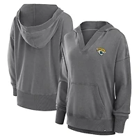Sweat à capuche col en V molleton français délavé la neige Fanatics Heather Charcoal Jacksonville Jaguars Initiative pour femmes
