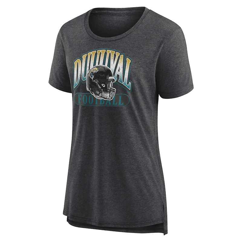 Women's Fanatics  Heather Charcoal Jacksonville Jaguars Our Pastime Tri-Blend T-Shirt