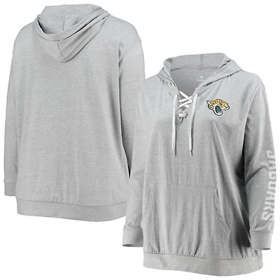 Sweat à capuche lacets grande taille Fanatics pour femmes, gris chiné, Jacksonville Jaguars