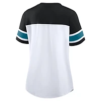 Women's Fanatics White/Black Jacksonville Jaguars Athena Rhinestone Lace-Up V-Neck T-Shirt