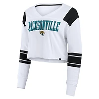 Women's Fanatics  White Jacksonville Jaguars Stretch Cropped Fashion Long Sleeve T-Shirt