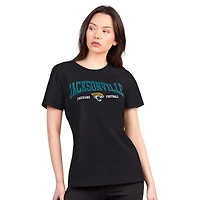 T-shirt à col rond ultra-mince et léger G-III 4Her par Carl Banks pour femme, noir, des Jaguars de Jacksonville