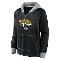 Women's Logo Athletic Black Jacksonville Jaguars Boom Fleece Pullover V-Neck Hoodie