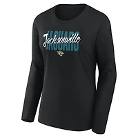 T-shirt à manches longues noir athlétique avec logo des Jaguars de Jacksonville pour femme