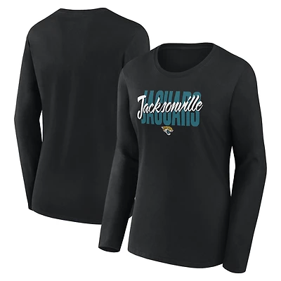 Women's Logo Athletic Black Jacksonville Jaguars Grip Long Sleeve T-Shirt