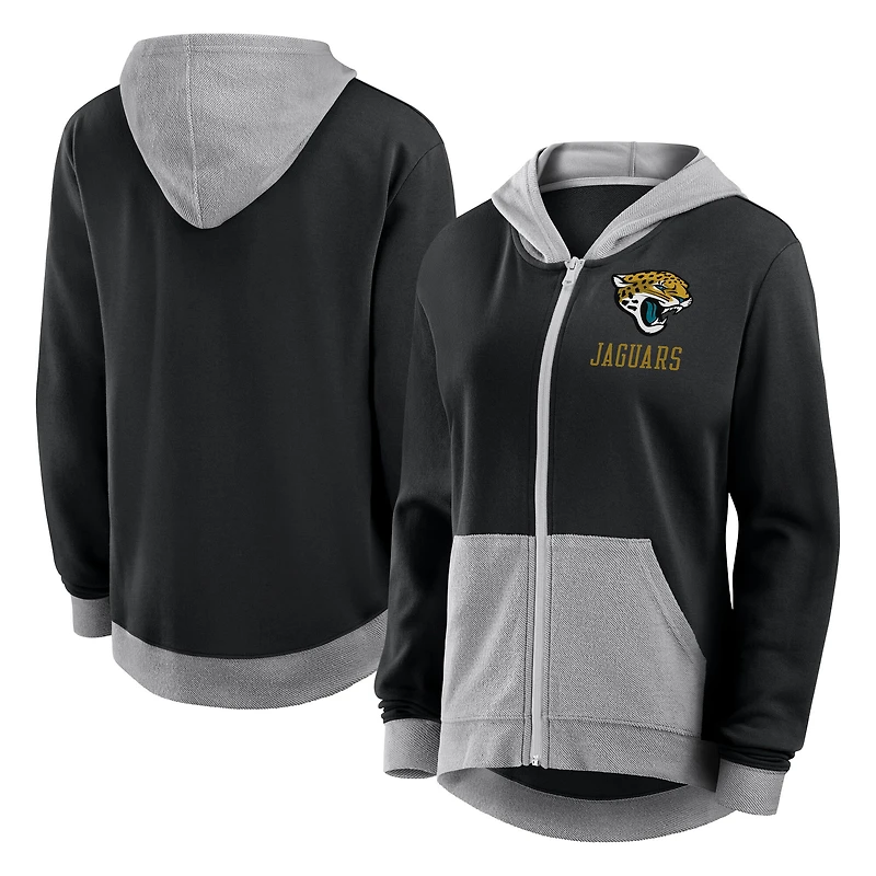 Women's Logo Athletic Black Jacksonville Jaguars Hit It French Terry Full-Zip Hoodie