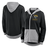 Women's Logo Athletic Black Jacksonville Jaguars Hit It French Terry Full-Zip Hoodie