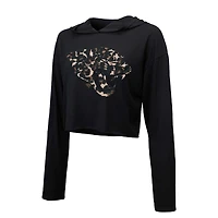 Majestic Threads Trevor Lawrence pour femmes, noir, Jacksonville Jaguars, léopard, nom et numéro du joueur, sweat à capuche court manches longues
