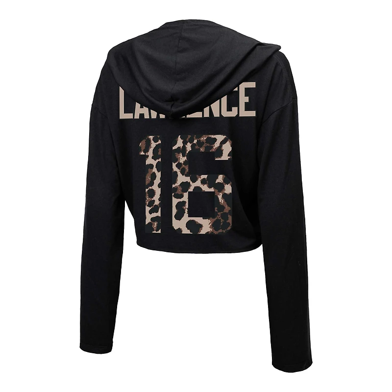 Majestic Threads Trevor Lawrence pour femmes, noir, Jacksonville Jaguars, léopard, nom et numéro du joueur, sweat à capuche court manches longues