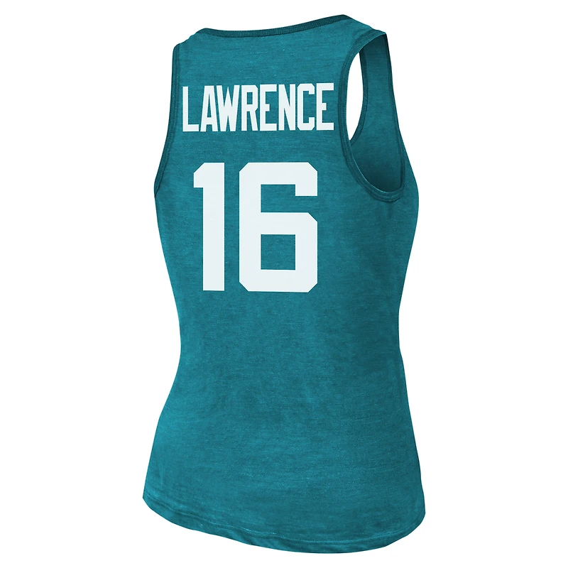 Women's Majestic Threads Trevor Lawrence Teal Jacksonville Jaguars Name & Number Tri-Blend Tank Top